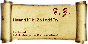 Hamrák Zoltán névjegykártya
