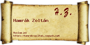 Hamrák Zoltán névjegykártya